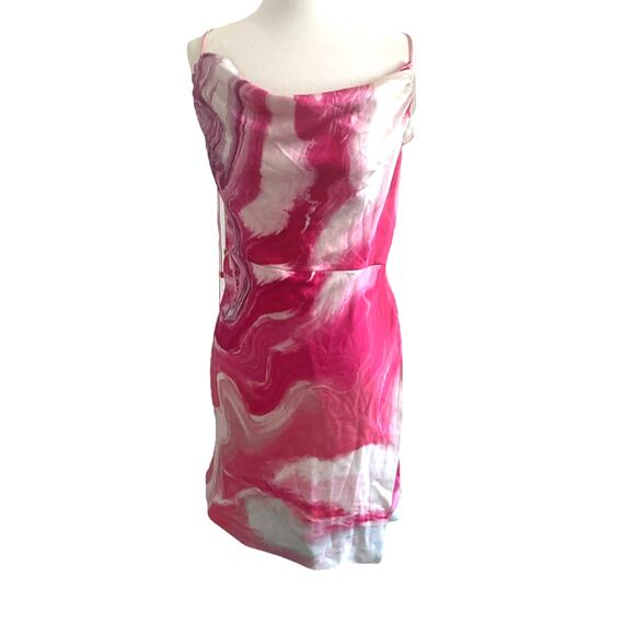 Refrofete Revolve Arielle Dress Marble Silk Mini Pink 14-16 - Picture 4 of 7